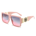 Chic square oversized sunglasses with pink frames and purple gradient lenses - Pink Frame Gray Pink Lens