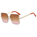 Occhiali da sole oversize senza montatura con lenti sfumate rosa-marrone e stanghette dorate - Montatura Oro Lente Sfumata Tè Rosa