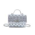 Silberne Stepptasche mit glitzernden Diamanten und einem zentralen Stern-Logo - Silber