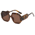 Gafas de sol geométricas de carey con cristales marrones y patillas onduladas de moda - Montura de Carey Lente Té