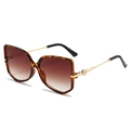 Tortoiseshell butterfly square sunglasses with gradient brown lenses and gold metal temples - Leopard Frame / Tea Lens