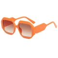 Gafas de sol hexagonales extragrandes a la moda con montura naranja y lentes degradados - Marco Naranja Lentes Marrones Dobles