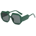 Gafas de sol hexagonales verde oscuro con montura gruesa y cristales negros de moda - Montura Verde Lente Gris