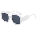 Retro polygon white frame sunglasses with dark lenses for a modern chic look - White Frame Gray Lens