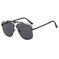Occhiali da sole aviator neri classici con doppio ponte in metallo e lenti grigio scuro - Montatura Nera Lenti Grigio Nero