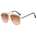 Occhiali da sole aviator dorati con lenti sfumate marrone-rosa e punte in tartaruga - Montatura Oro Lente Sfumata Tè Rosa