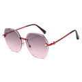 Gafas de sol octagonales sin montura con lentes degradadas rosa y marco de metal rojo - Marco Rojo Lente Degradado Rosa