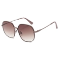 Elegante polygoon oversized zonnebril met bruine verloopglazen en sprankelende details - Paars Frame Bruine Verloopglazen