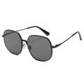 Klassieke oversized vierkante metalen zonnebril met donkergrijze glazen voor uniseks - Zwart Frame Zwart Grijze Glazen