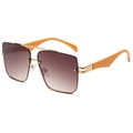 Fashionable square aviator sunglasses with gradient brown lenses and orange temples - Gold Frame Orange Leg Tea Lens