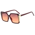 Fashionable square burgundy sunglasses with orange gradient lenses and gold metal accents - Brown Red Frame Purple Yellow