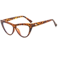 Fashionable cat eye glasses with tortoiseshell pattern and transparent lenses for women - Tortoise Frame Clear Lens