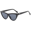 Gafas de sol de ojo de gato negras clásicas con lentes grises y detalles plateados - Montura Negra Lentes Grises