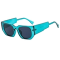 Occhiali da sole rettangolari chic in verde acqua trasparente con lenti grigio scuro - Montatura Blu Trasparente Lenti Grigie