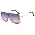 Gafas de sol cuadradas de gran tamaño con lentes degradadas en azul-rosa y oro - Montura Gris Transparente Lente Gris Rojo
