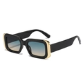 Modern rectangular sunglasses with black frames, gold accents, and gradient lenses - Black Frame Green Yellow Lens
