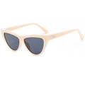 Cat eye sunglasses with a cream white frame and dark grey lenses in a retro style - Creamy White Frame Grey Lens