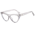 Fashionable transparent cat-eye glasses frame with sleek winged design and clear finish - Transparent Grey Frame Clear Lens
