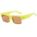 Occhiali da sole squadrati giallo fluo con lenti arancioni e bordo in metallo oro - Montatura Giallo Verde Lente Champagne