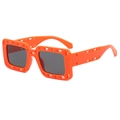 Fashion square hollow-out sunglasses in bright orange with bold cutout frame design - Orange Frame Gray Lens
