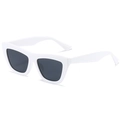 Fashionable white chunky frame cat-eye sunglasses with dark black polarized lenses - White Frame Gray Lens