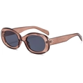 Vintage oval sunglasses with translucent amber frames and dark grey lenses for women - Translucent Tea Frame Grey Lenses