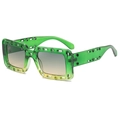 Chic square green frame sunglasses with unique cutout design and gradient lenses - Green Frame Gray Yellow Lens