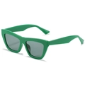 Modische grüne Cat-Eye-Sonnenbrille mit dickem Rahmen und dunklen Gläsern für Damen - Grüner Rahmen Graue Gläser