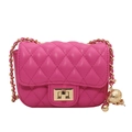 Mini pink quilted saddle bag with gold metal chain strap and ball adjustment buckle - Rose Pink