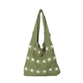 Green woven star tote bag for summer beach holidays featuring a large shoulder strap - Green