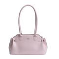 Sac à main bowling en cuir rose clair avec logo argenté et fines doubles anses - Rose Sans Charme