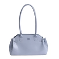Sac bowling minimaliste en cuir bleu clair pour femme avec doubles bandoulières polies - Bleu sans Pendentif