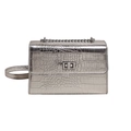 Borsa a tracolla argento con texture coccodrillo, catena e chiusura girevole - Argento
