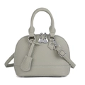 Pale green pebble leather dome handbag with dual zippers and silver-tone hardware - Green