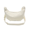 Borsa tote bianco crema a righe verticali con tracolla regolabile e forma a luna - Bianco avorio