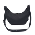 Borsa hobo nera a mezzaluna in tessuto testurizzato con tracolla regolabile e zip - Nero