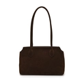 Borsa tote in finta pelle scamosciata testa di moro con manici lunghi per uso quotidiano - Marrone