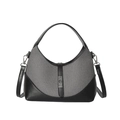 Bolso de mano bicolor gris y negro con cierre de hebilla giratoria plateada - Negro