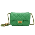 Quilted lime green crossbody bag with gold-tone chain strap and adjustable ball slider - Green