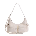 Off-white crossbody hobo bag with multiple utility pockets and adjustable strap - Small / White
