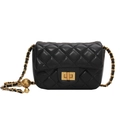 Elegant black quilted crossbody bag with gold chain strap and metal ball detail - Black