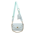 Sac bandoulière bleu clair matelassé avec petit porte-monnaie rond élégant - Bleu