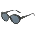 Lunettes de soleil ovales rétro avec monture noire épaisse et détails de rivets dorés - Monture Noire Verres Noir Gris