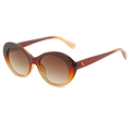 Lunettes de soleil ovales rétro avec monture dégradée marron et rivets en métal - Monture Thé Brun Verres Thé