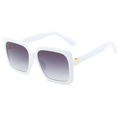 Occhiali da sole quadrati alla moda con montatura bianca e lenti viola sfumate - Montatura Bianca Lente Grigia