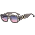 Fashion punk square sunglasses with gray transparent frame and pink gradient lenses - Trans Gray Frame Grey Pink Lens