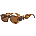 Punk square tortoiseshell sunglasses with brown lenses and golden metal ring details - Tortoiseshell Frame Tea Lens