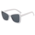 Mode Schmetterling Katzenaugen Sonnenbrille mit weißem Rahmen und grauen Gläsern - Weißer Rahmen Graue Gläser