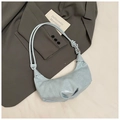 Minimalist light blue dumpling shoulder bag in shiny patent leather with knot detail - No Pendant / Blue