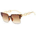 Fashionable half-frame chain sunglasses with tortoiseshell accents and gradient lenses - Tortoiseshell Frame Tea Lens